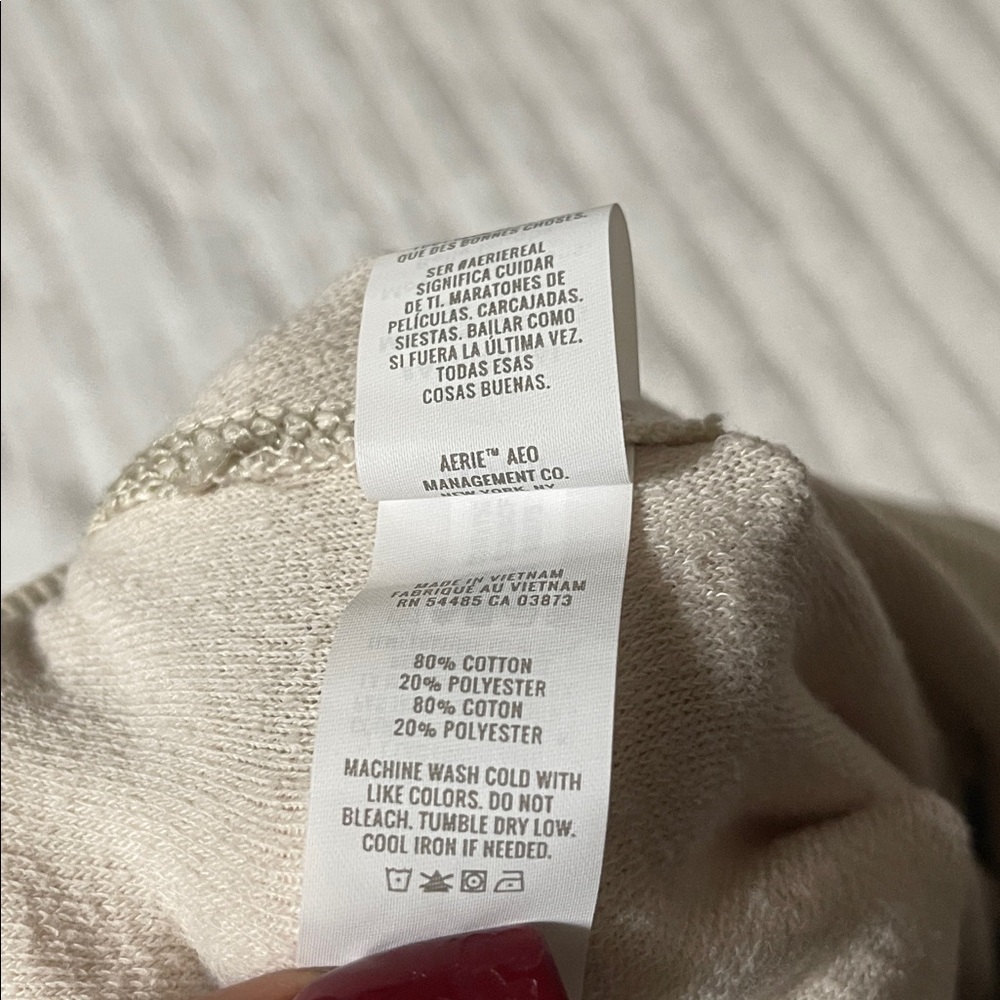Aerie Fleece Cream Jogger Pants with Zipper | Size XXL - Picture 6 of 9